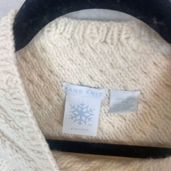 vintage hand knit 100% wool chunky knit high neck sweater coquette angelic PM - Picture 2 of 7